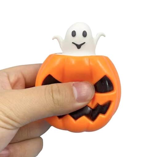 Alternative view of Halloween stressbal popper pompoen met spook oranje/wit