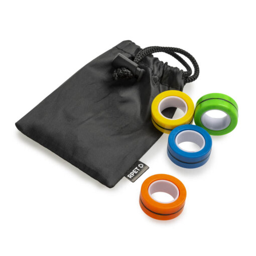 Magnetische ringen fidget toy met RPET opbergzakje 5-delig