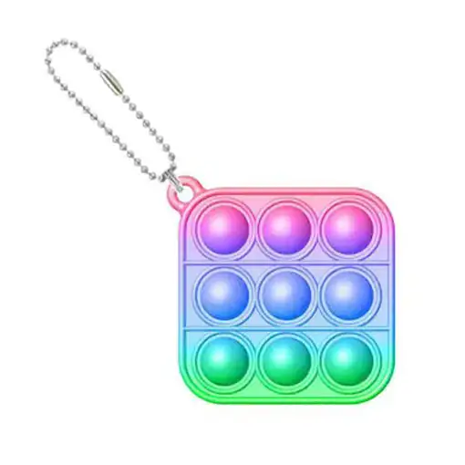 Pop It sleutelhanger - Vierkant regenboog