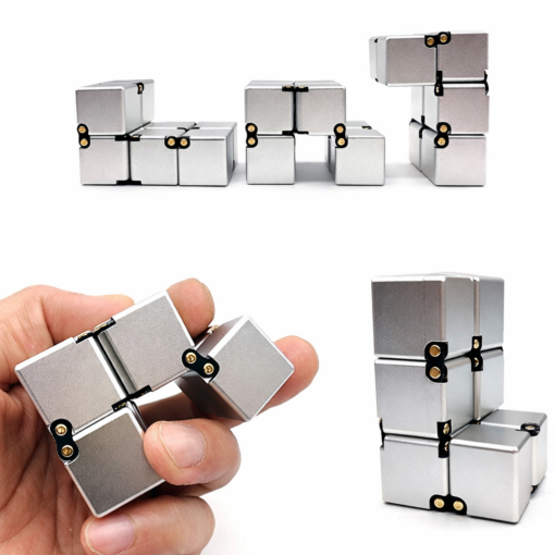 Alternative view of Metalen fidget cube - Infinity cube - Premium fidget voor volwassenen - Zilver