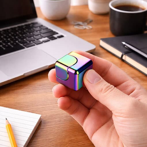 Alternative view of Metalen fidget cube - Draaikubus - Premium fidget voor volwassenen - Regenboog