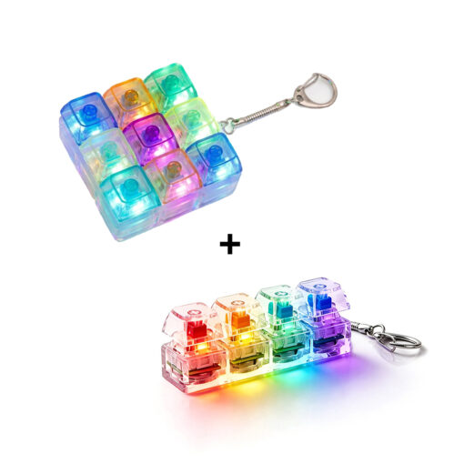Keyboard Fidget Toys met LED en Sleutelhangers - 2 stuks set