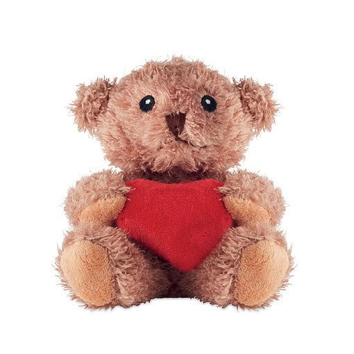 Teddybeer met rood hart - Pluche knuffelbeer - Geborduurde details