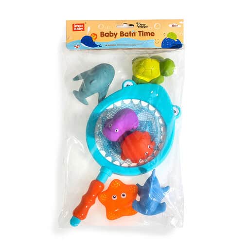Alternative view of Badspeelgoed haai visnet met diertjes 7-delig