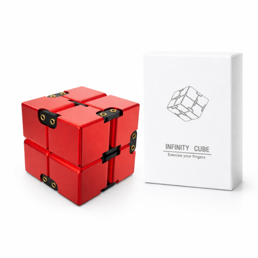 Metalen fidget cube - Infinity cube - Premium fidget voor volwassenen - Rood
