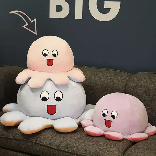 XXL mood octopus 40 cm - blauw/roze