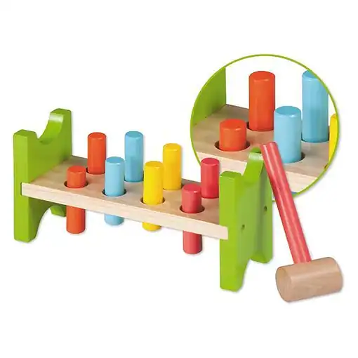 Jouéco houten hamerbank - motoriek speelgoed