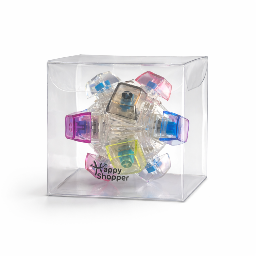 Keyboard Fidget Toy bal met LED - Met 12 Knoppen - Transparant met blauw/rode lampjes - Afbeelding 4