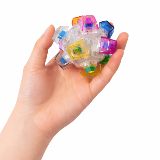 Keyboard Fidget Toy bal met LED - Met 12 Knoppen - Transparant met blauw/rode lampjes