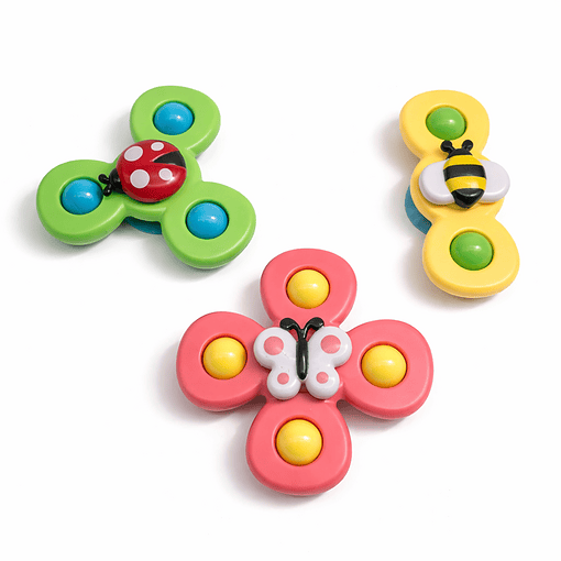 Fidget spinner met zuignap  - Insecten - 3 stuks