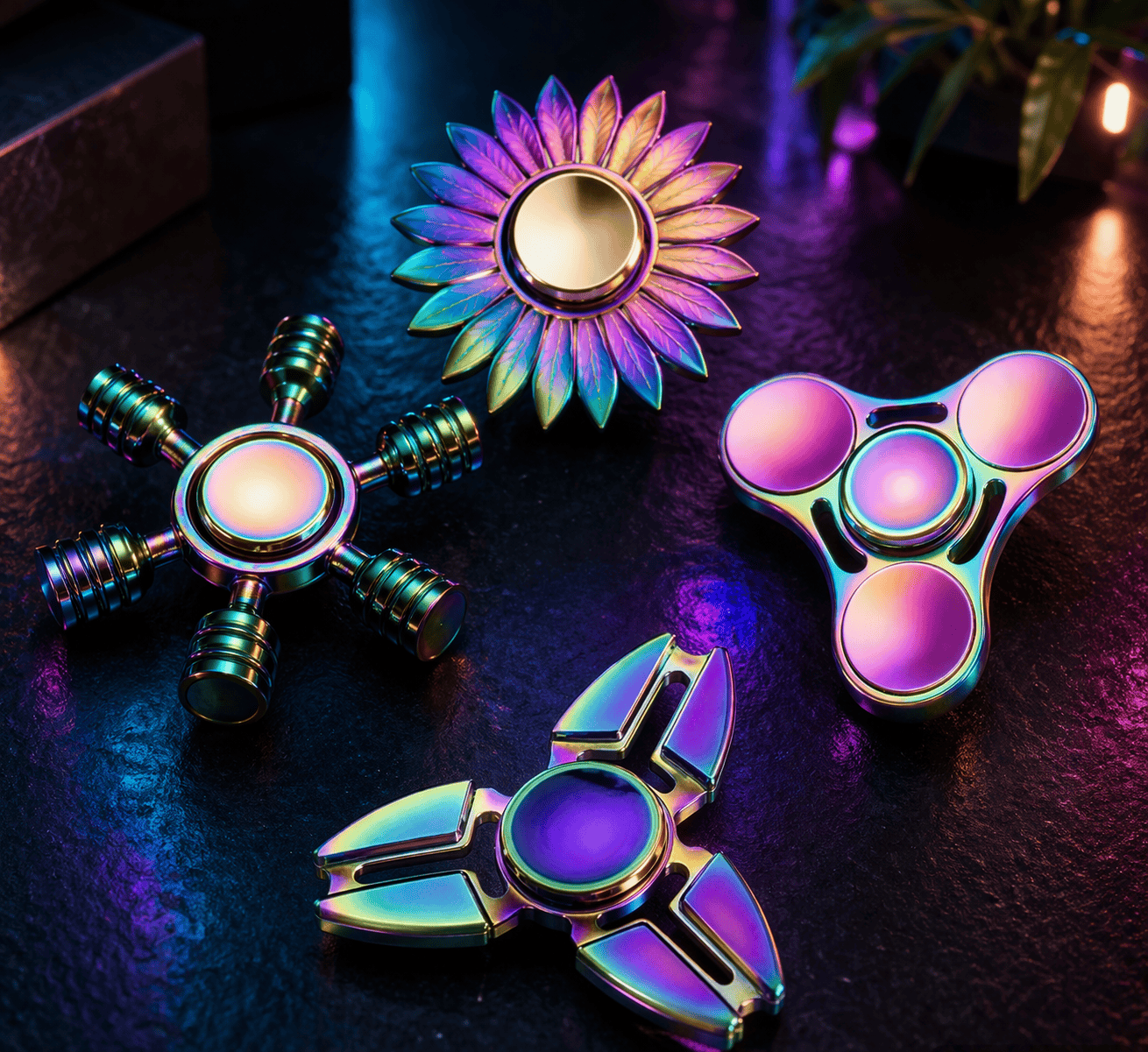 Metalen Fidget Spinner - Fidget toys - Round blade - Holografisch - Afbeelding 5