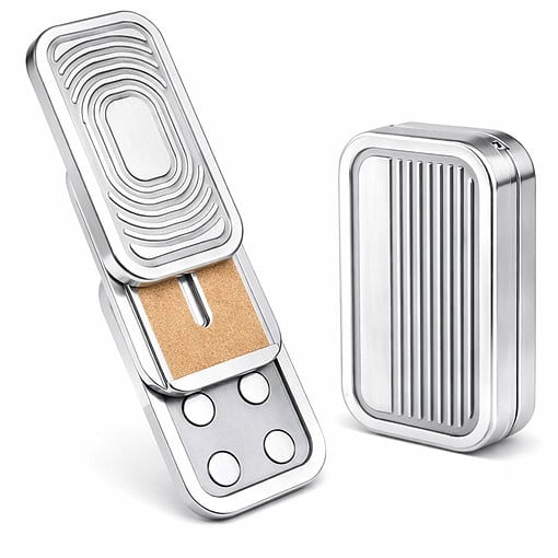 Metalen fidget slider - Fidget toy - Met opbergetui - Zilver