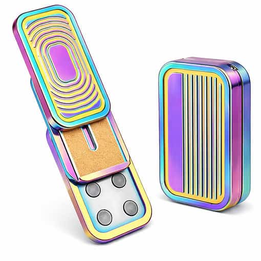 Metalen fidget slider - Fidget toy - Met opbergetui - Regenboog