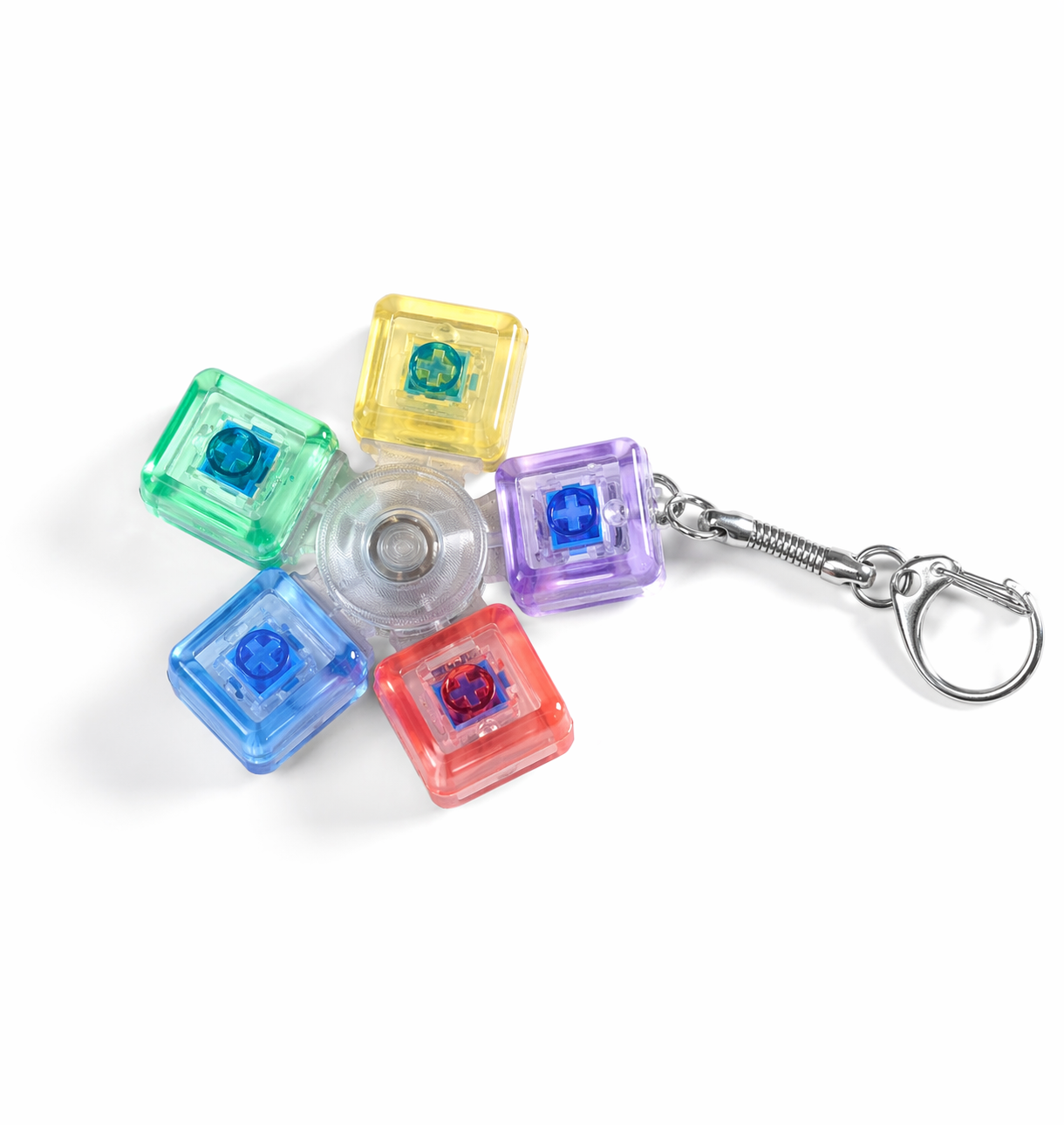 Keyboard Fidget Toy spinner met LED en sleutelhanger - Met 5 Knoppen - Transparant met multicolor lampjes - Afbeelding 2