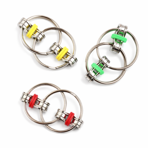 Keychain metalen ringen set - Fidget toy - Groen/geel/rood - 3 stuks