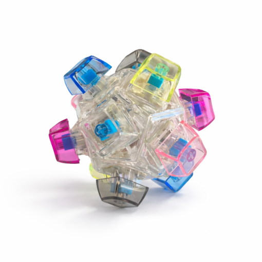 Alternative view of Keyboard Fidget Toy bal met LED - Met 12 Knoppen - Transparant met blauw/rode lampjes