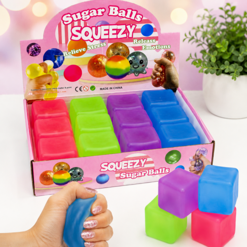Alternative view of Squishy Cube – Zachte Stressbal Fidget Toy – Slow Rising - Kleuren assortiment