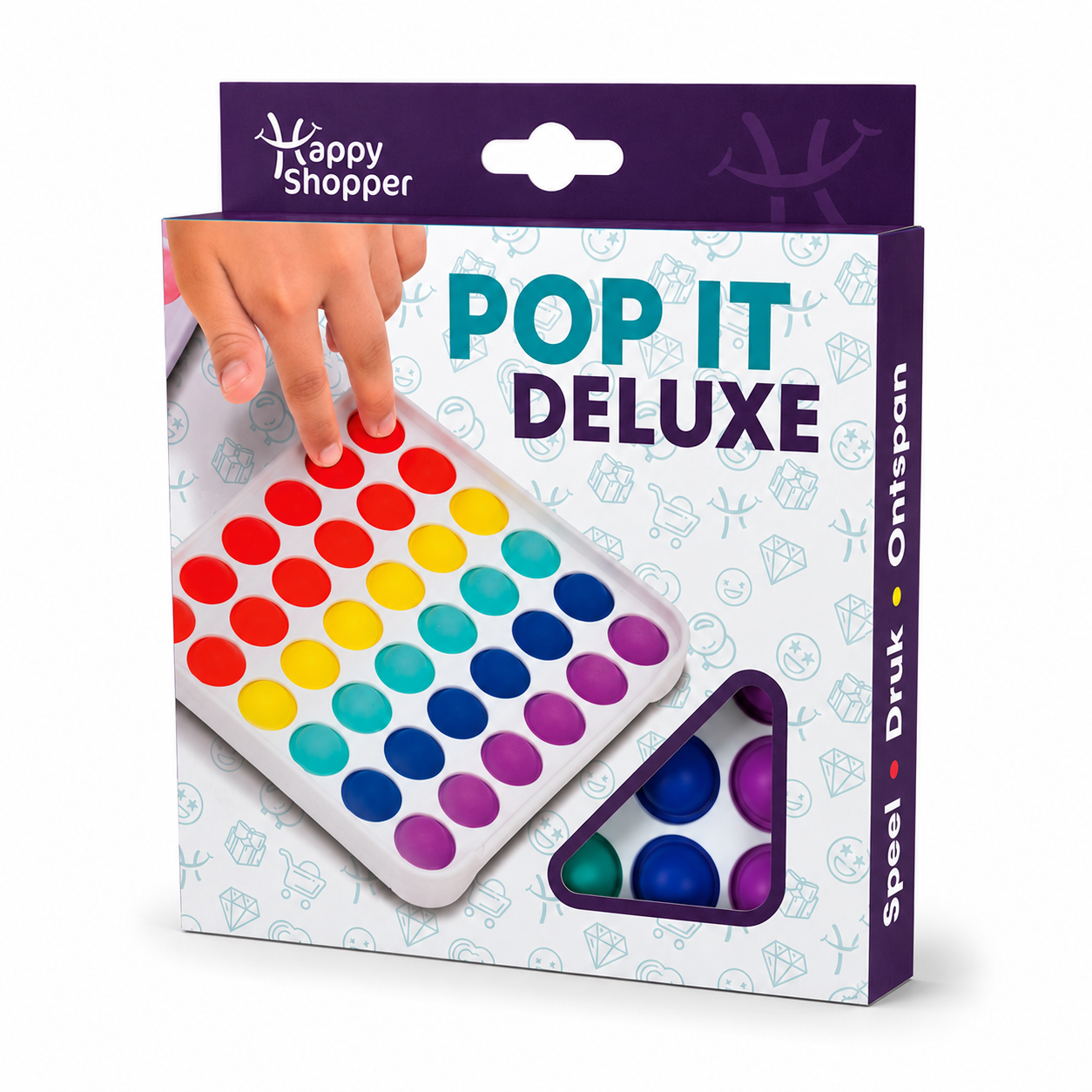 Pop it deluxe vierkant - Fidget toy - Regenboog - Stressverlagend speelgoed voor kinderen - Afbeelding 5