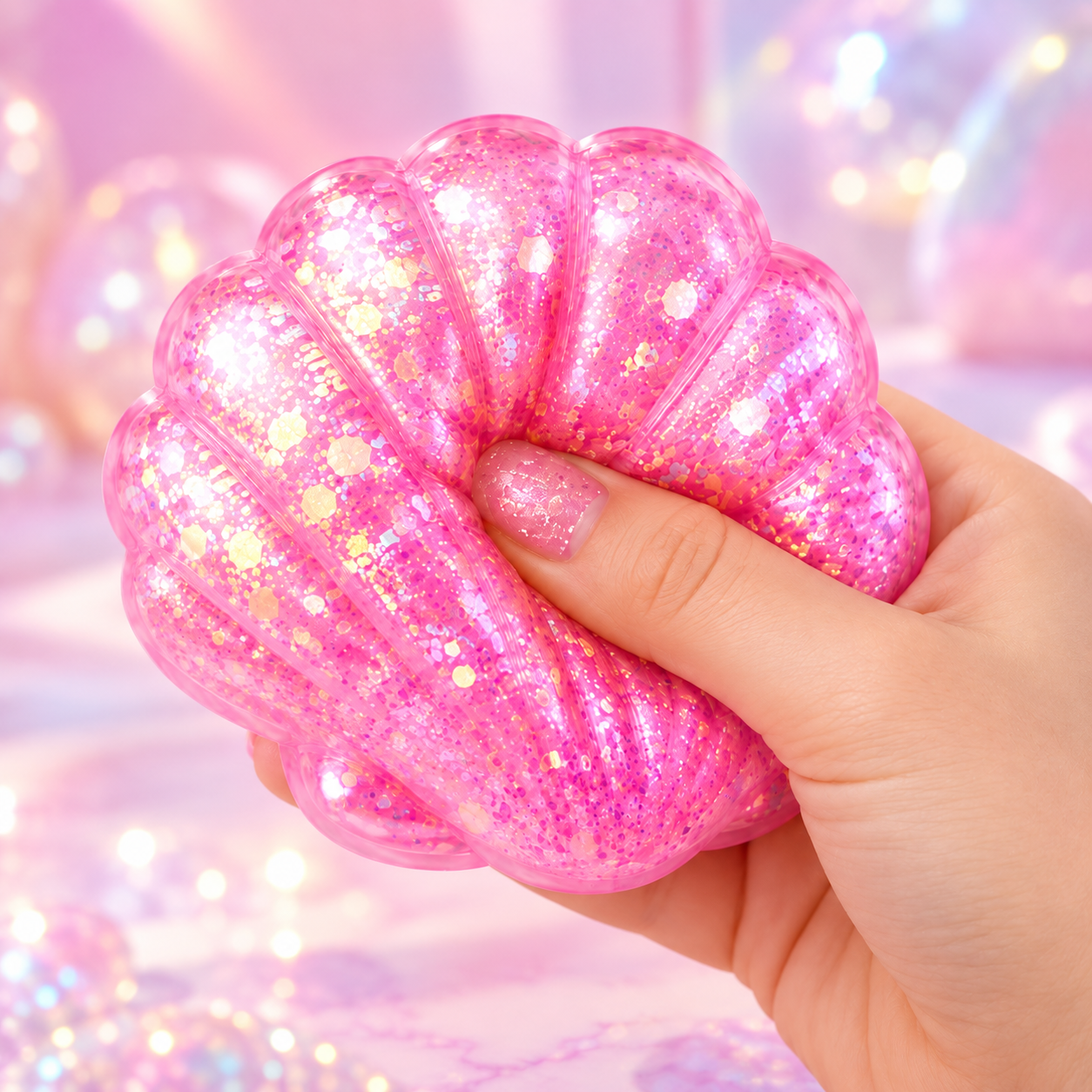 Shell Squishy – Zachte Stressbal Fidget Toy – Slow Rising – Kleuren assortiment - Afbeelding 4
