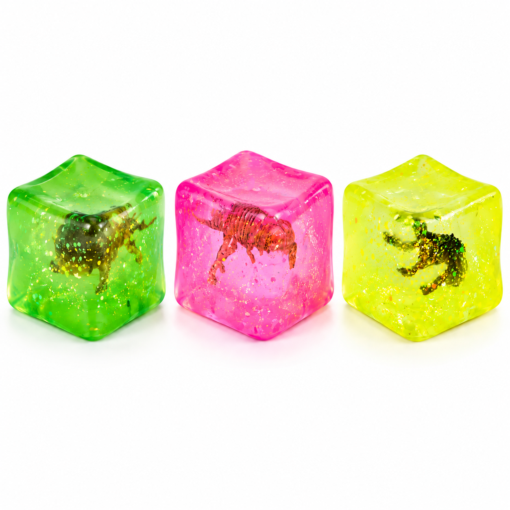 Alternative view of Squishy Cube Dino – Zachte Stressbal Fidget Toy – Slow Rising – Kleuren assortiment