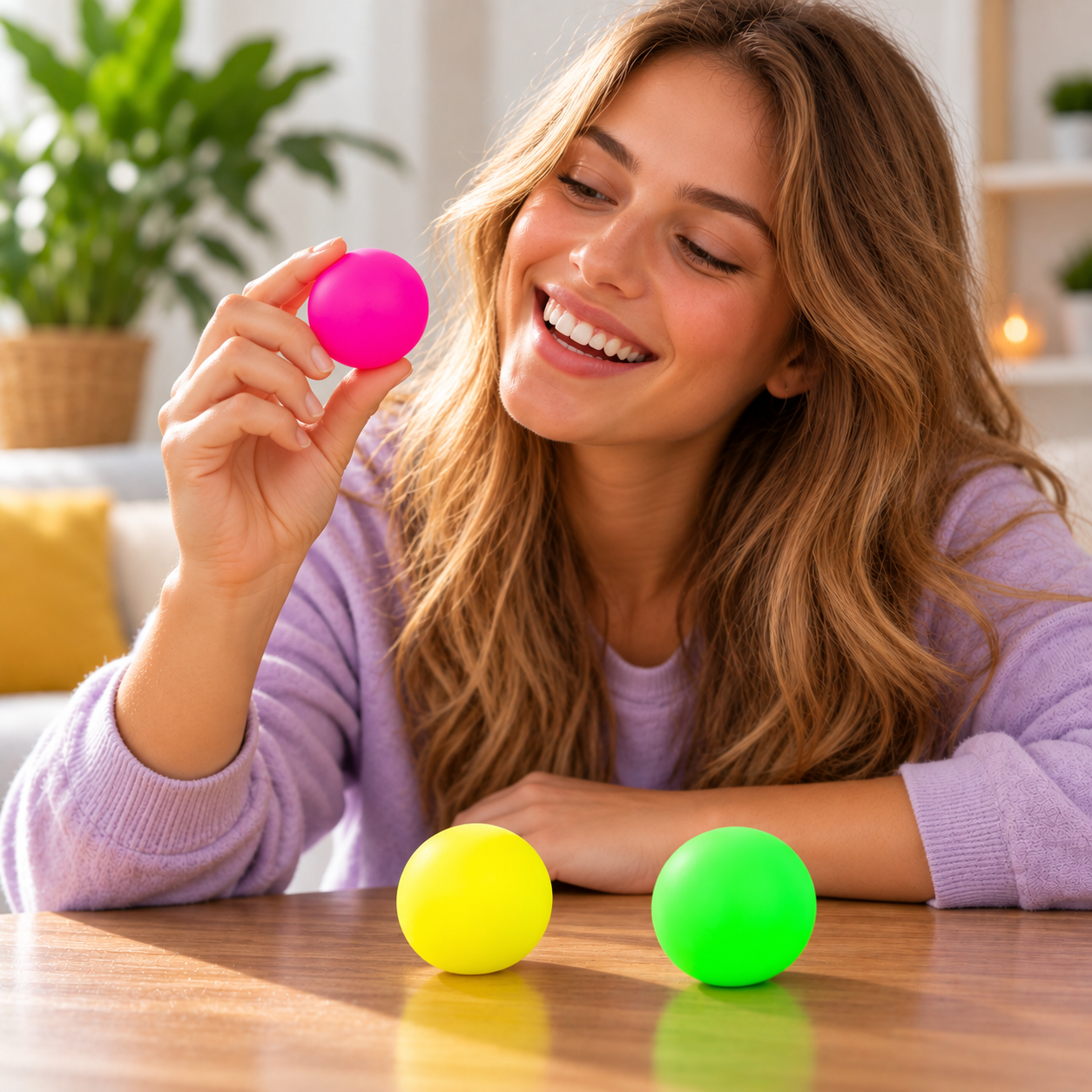 3 stuks - Squishy Neon Bal– Zachte Stressbal Fidget Toy – Kleuren assortiment - Afbeelding 5