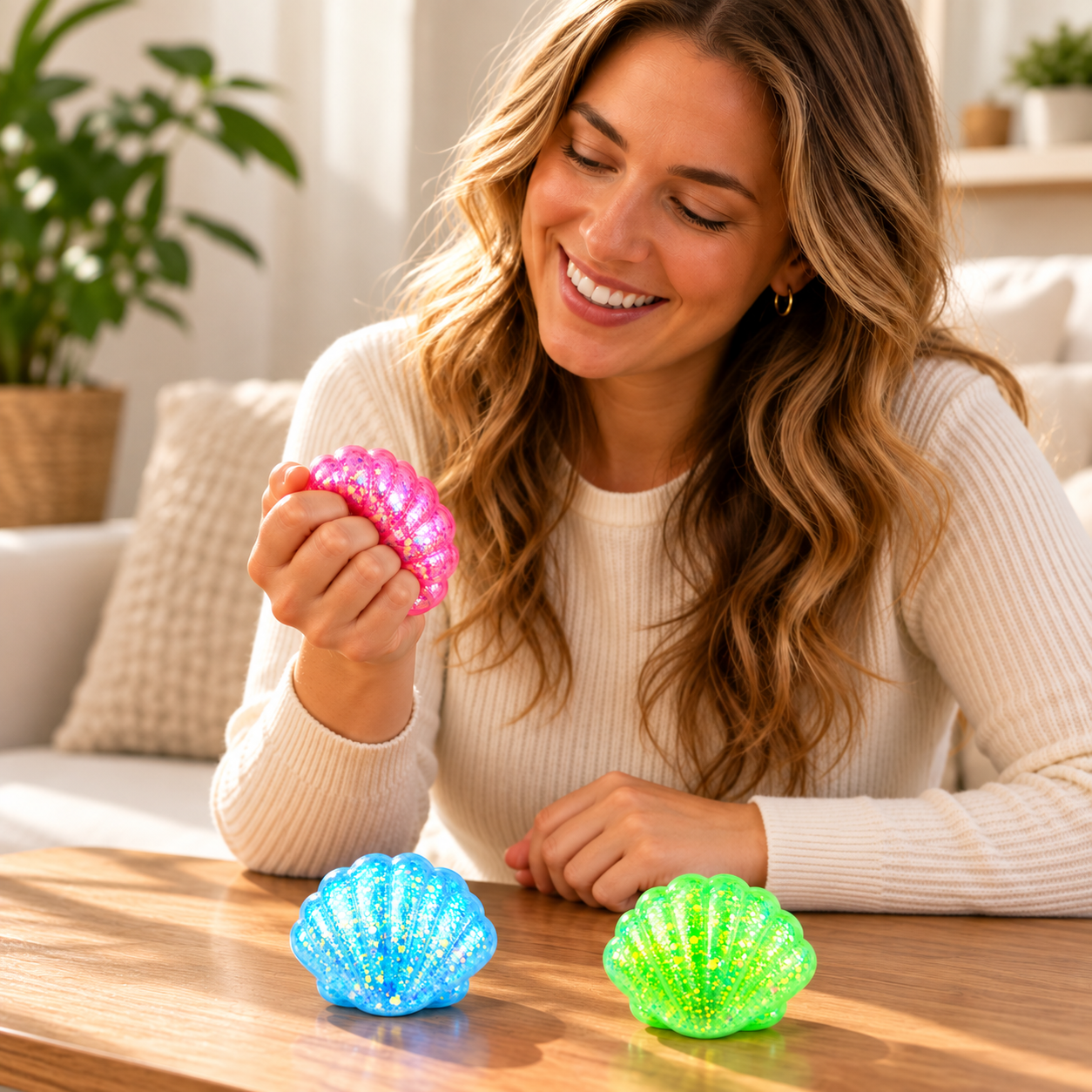 Shell Squishy – Zachte Stressbal Fidget Toy – Slow Rising – Kleuren assortiment - Afbeelding 4