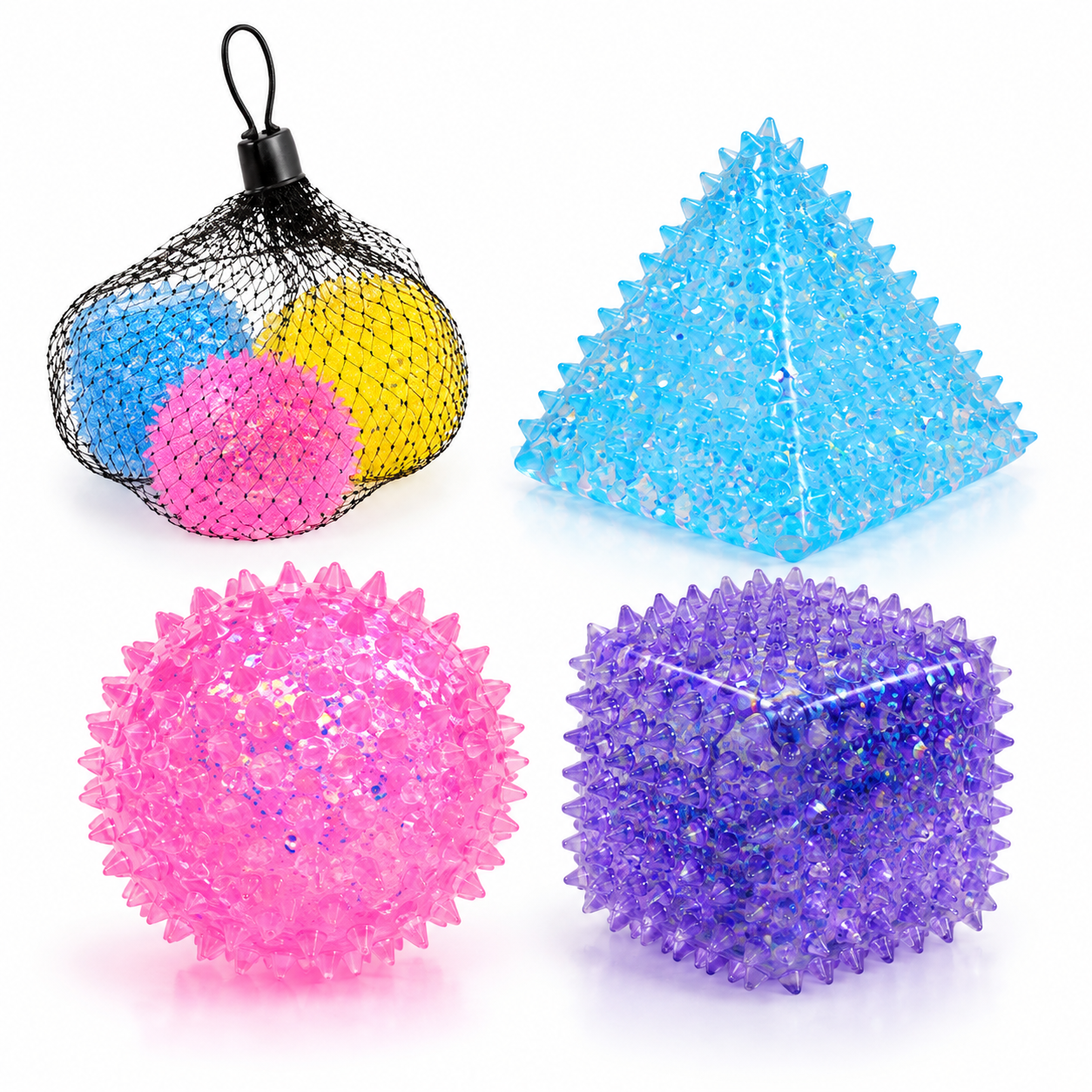 3 stuks - Squishy Glitter Cube – Zachte Stressbal Fidget Toy – Slow Rising – Kleuren assortiment - Afbeelding 3
