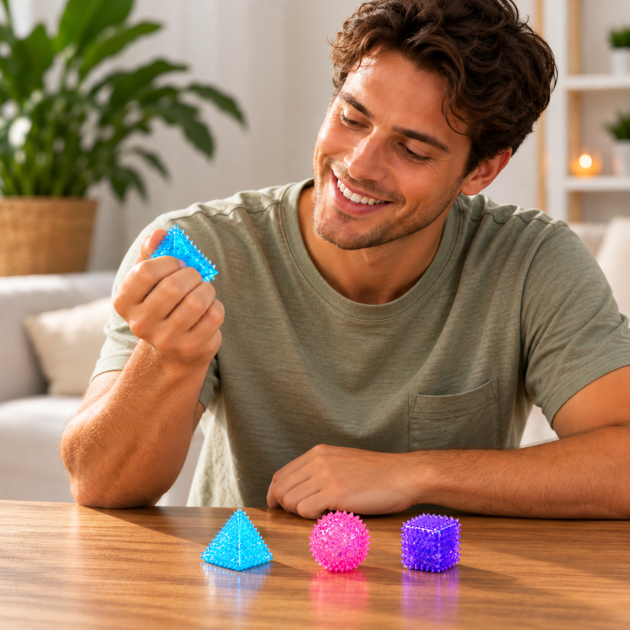 3 stuks - Squishy Glitter Cube – Zachte Stressbal Fidget Toy – Slow Rising – Kleuren assortiment - Afbeelding 4