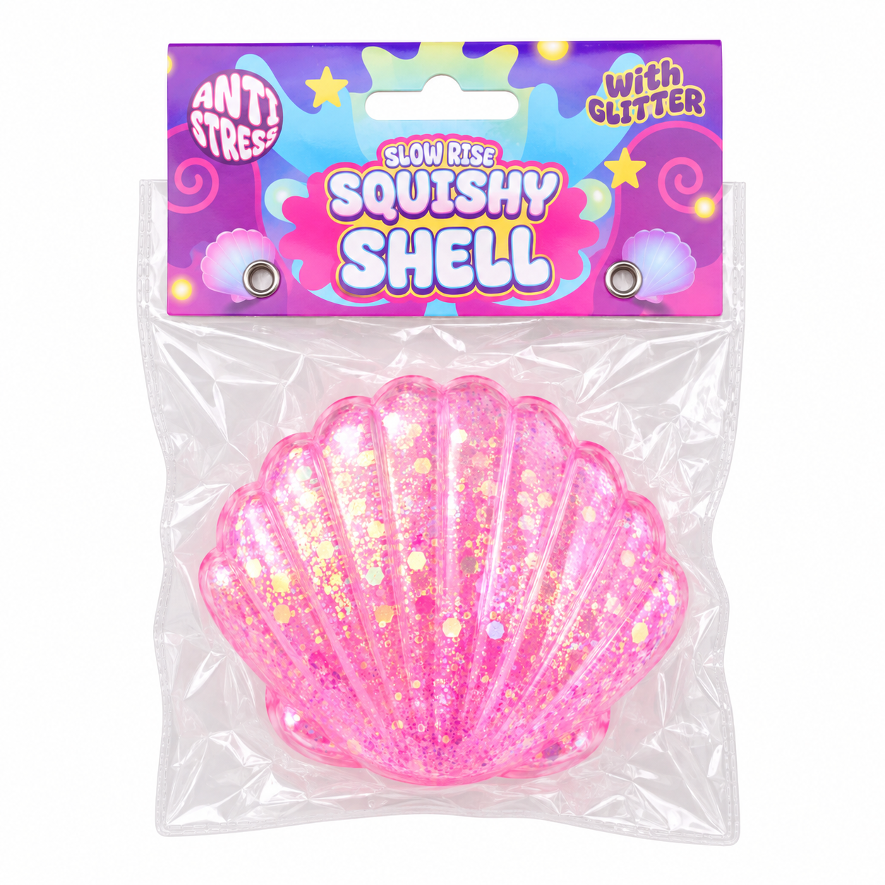 Shell Squishy – Zachte Stressbal Fidget Toy – Slow Rising – Kleuren assortiment - Afbeelding 3