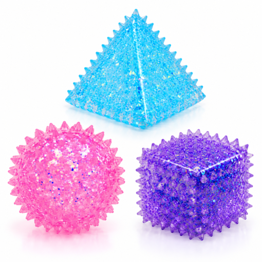 3 stuks - Squishy Glitter Cube – Zachte Stressbal Fidget Toy – Slow Rising – Kleuren assortiment