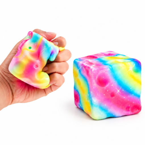 Rainbow Cheese Squishy – Zachte Stressbal Fidget Toy – Slow Rising – Regenboog