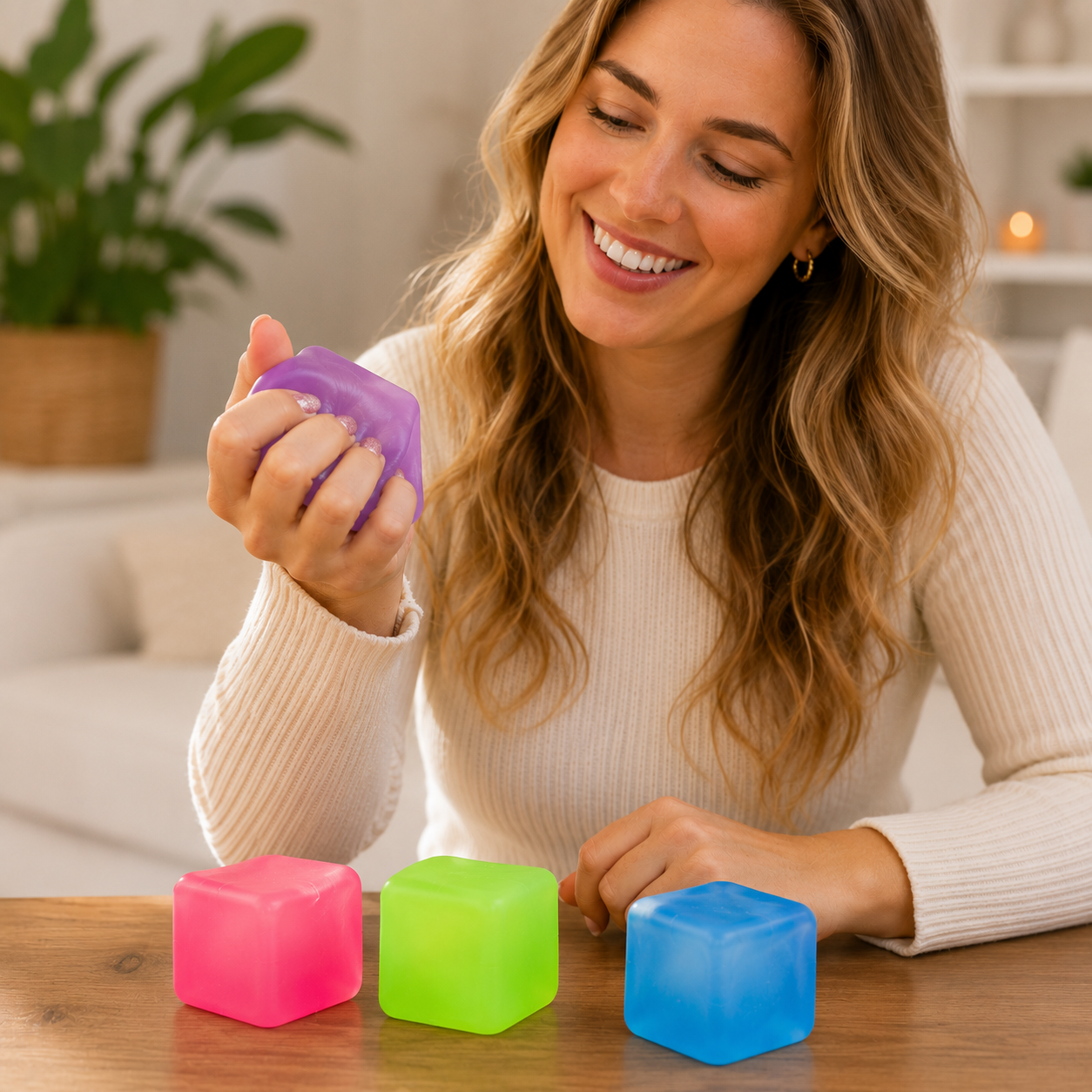 Squishy Cube – Zachte Stressbal Fidget Toy – Slow Rising - Diverse kleuren - Afbeelding 3