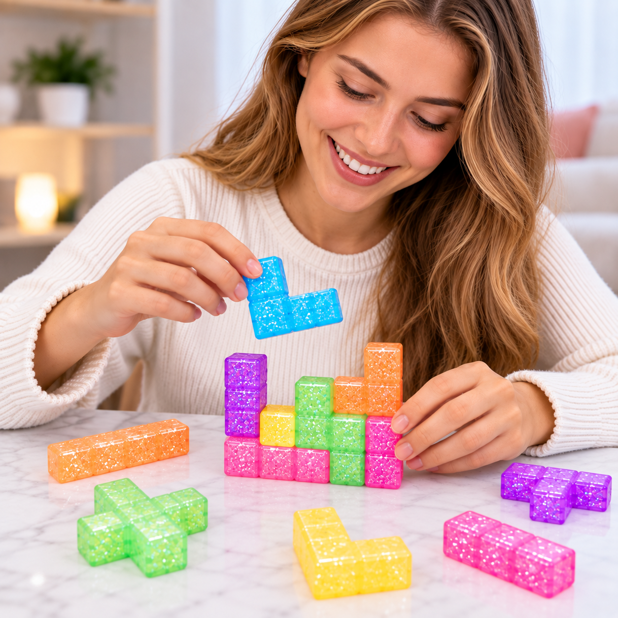 Squishy Cube Puzzel – Zachte Stressbal Fidget Toy – Slow Rising – 7 Puzzelstukjes - Afbeelding 4